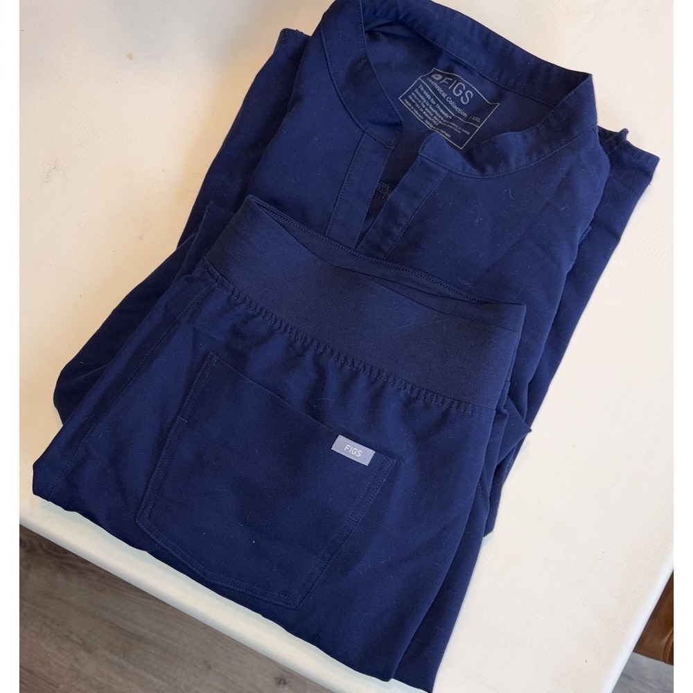 Figs Set High Waist Zamora Joggers Scrub Pants Rafaela Top XXL 2XL Navy Blue